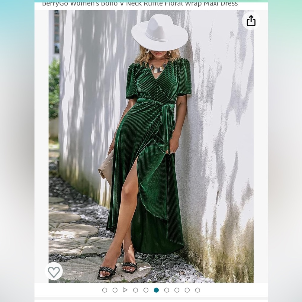 Green Velvet Wrap dress
